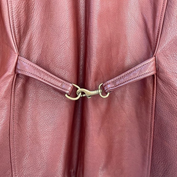 Coach Womens Brown Leather Jacket D6K-0963 Pockets Zipper Snap Cuffs-Size Medium - Picture 4 of 9